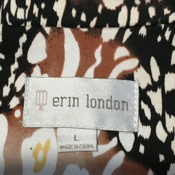 Erin London Jacket Leopard Lightweight Tailored Zip Lined Standup Collar Large - Picture 12 of 12